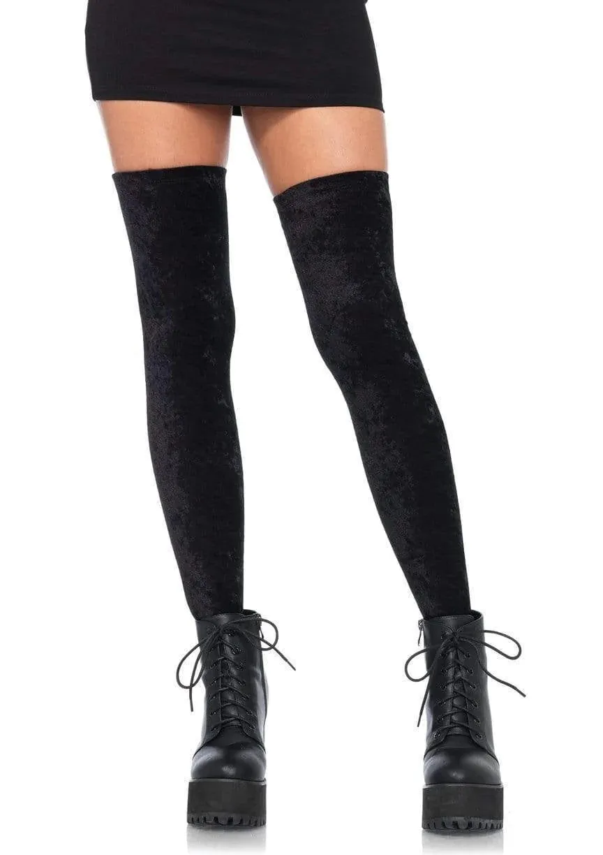 Crushed Velvet Thigh High Tights