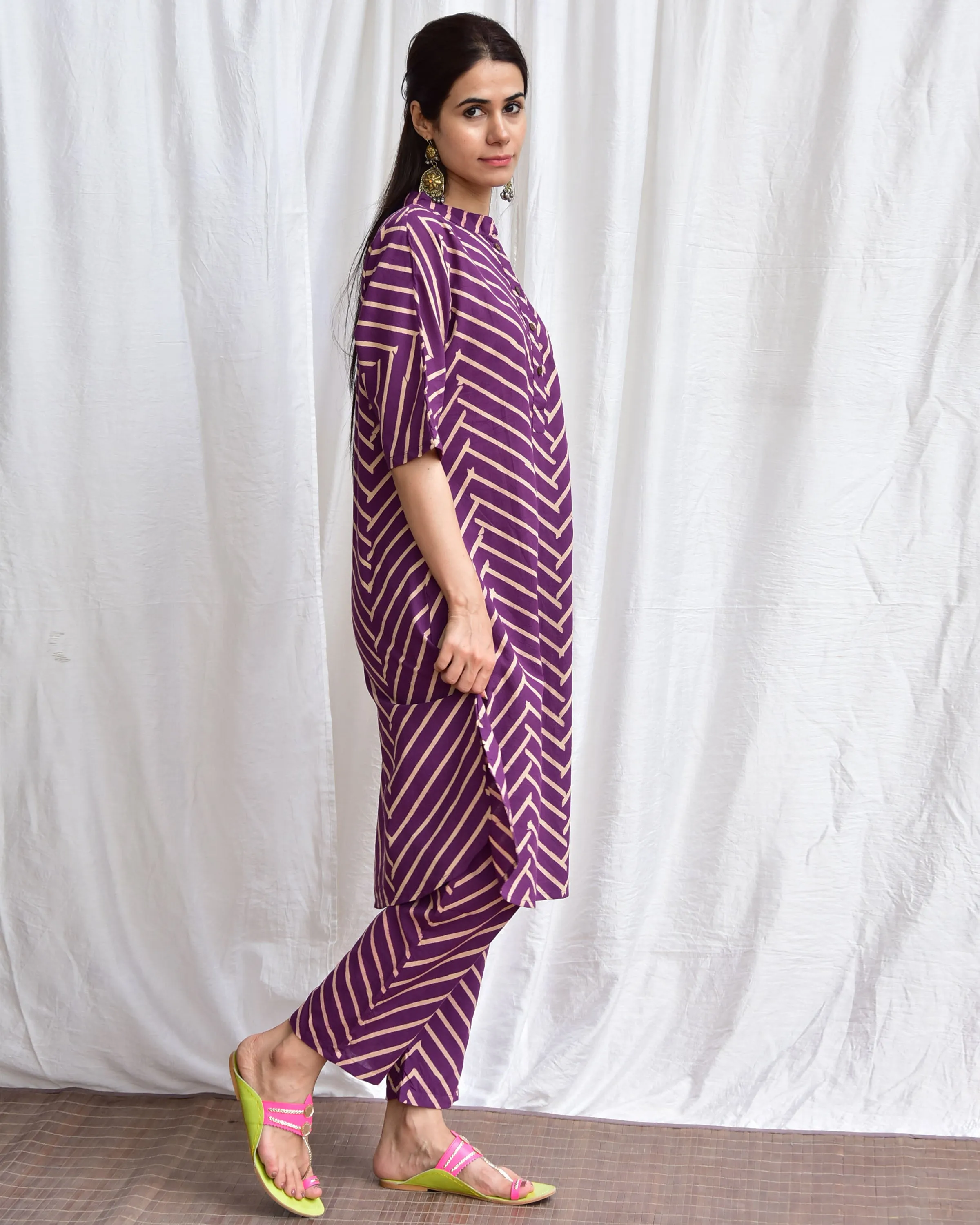 Darjeeling Maze Handblockprinted Cotton Kurta Set Of 2-Sor