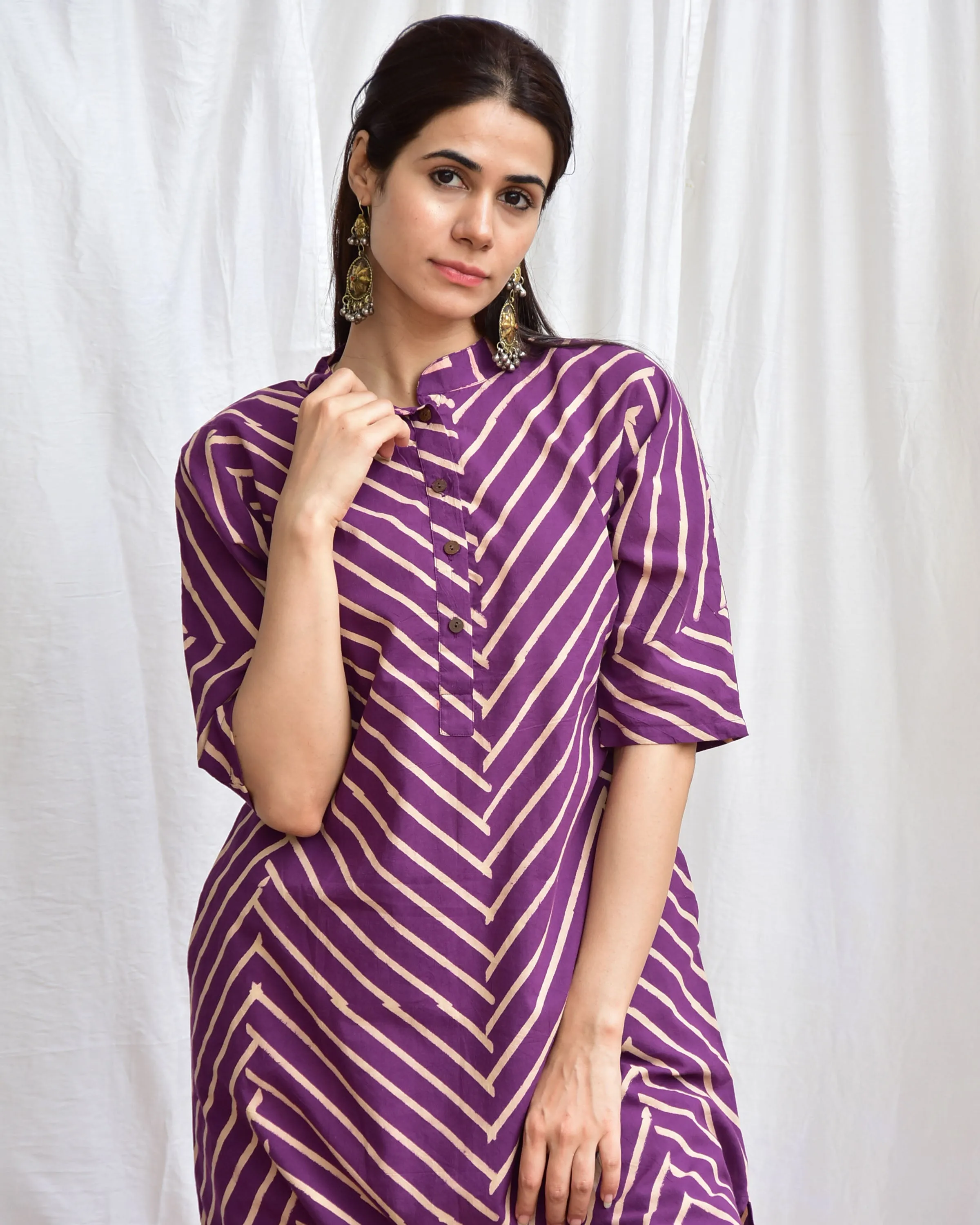 Darjeeling Maze Handblockprinted Cotton Kurta Set Of 2-Sor