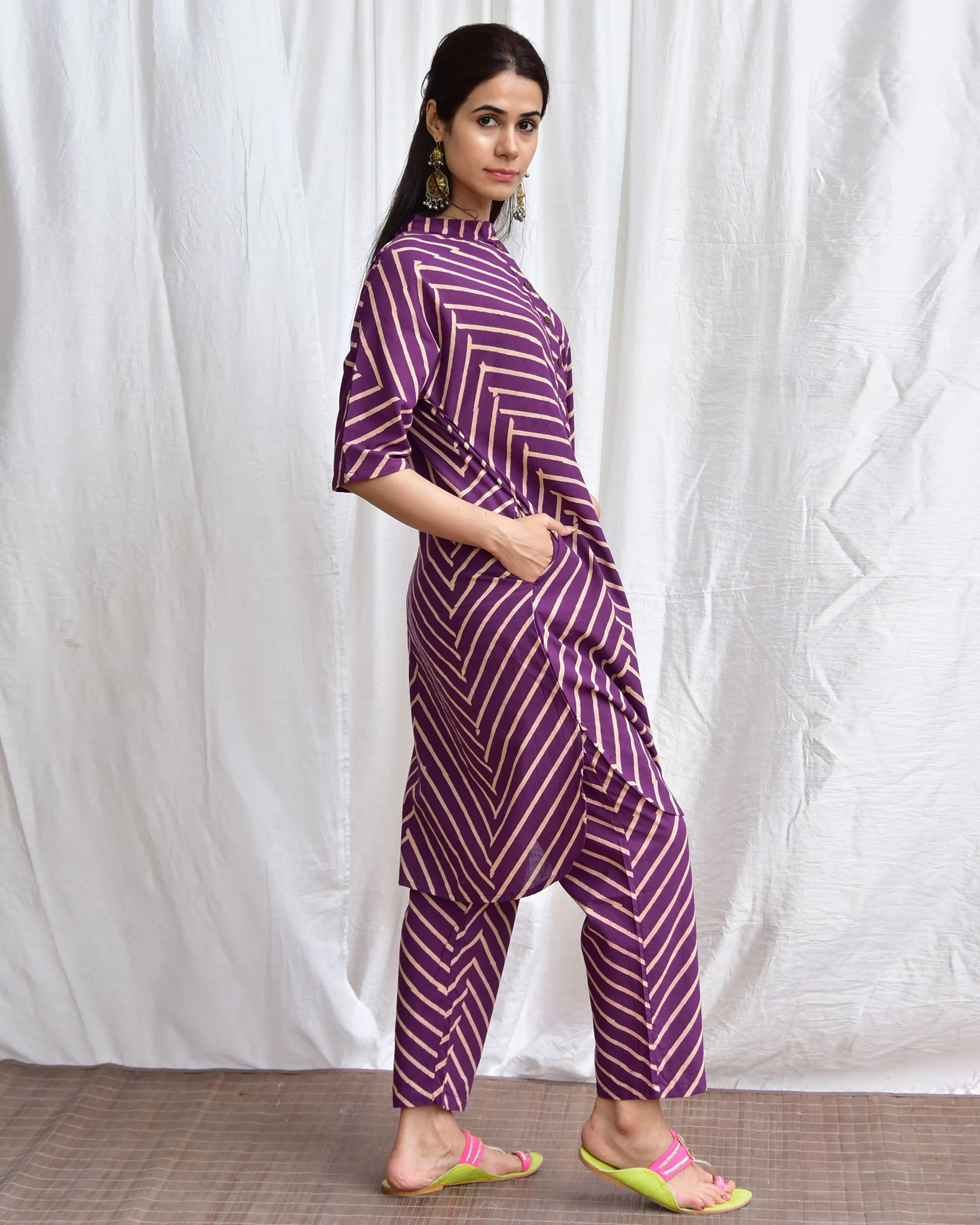 Darjeeling Maze Handblockprinted Cotton Kurta Set Of 2-Sor