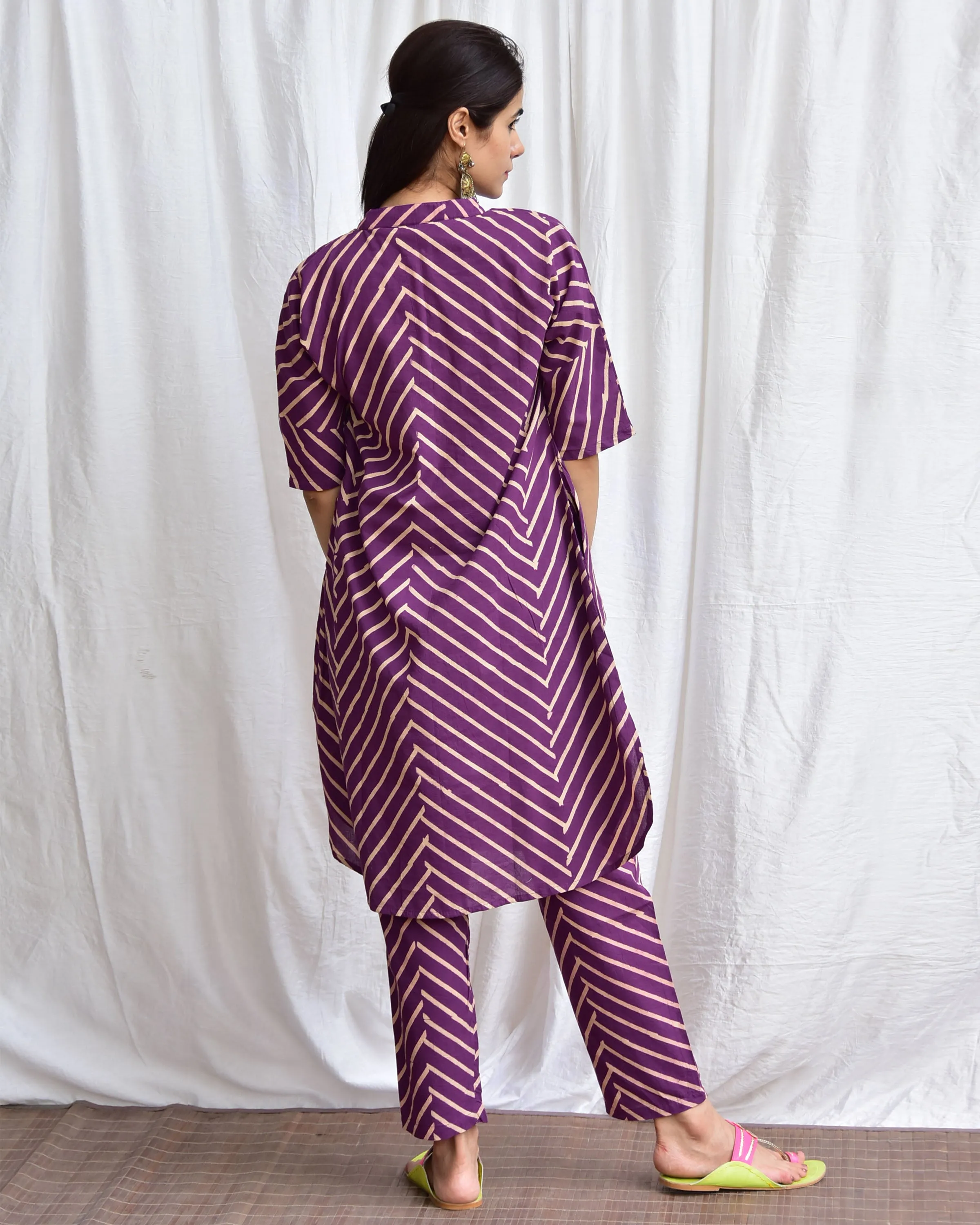 Darjeeling Maze Handblockprinted Cotton Kurta Set Of 2-Sor