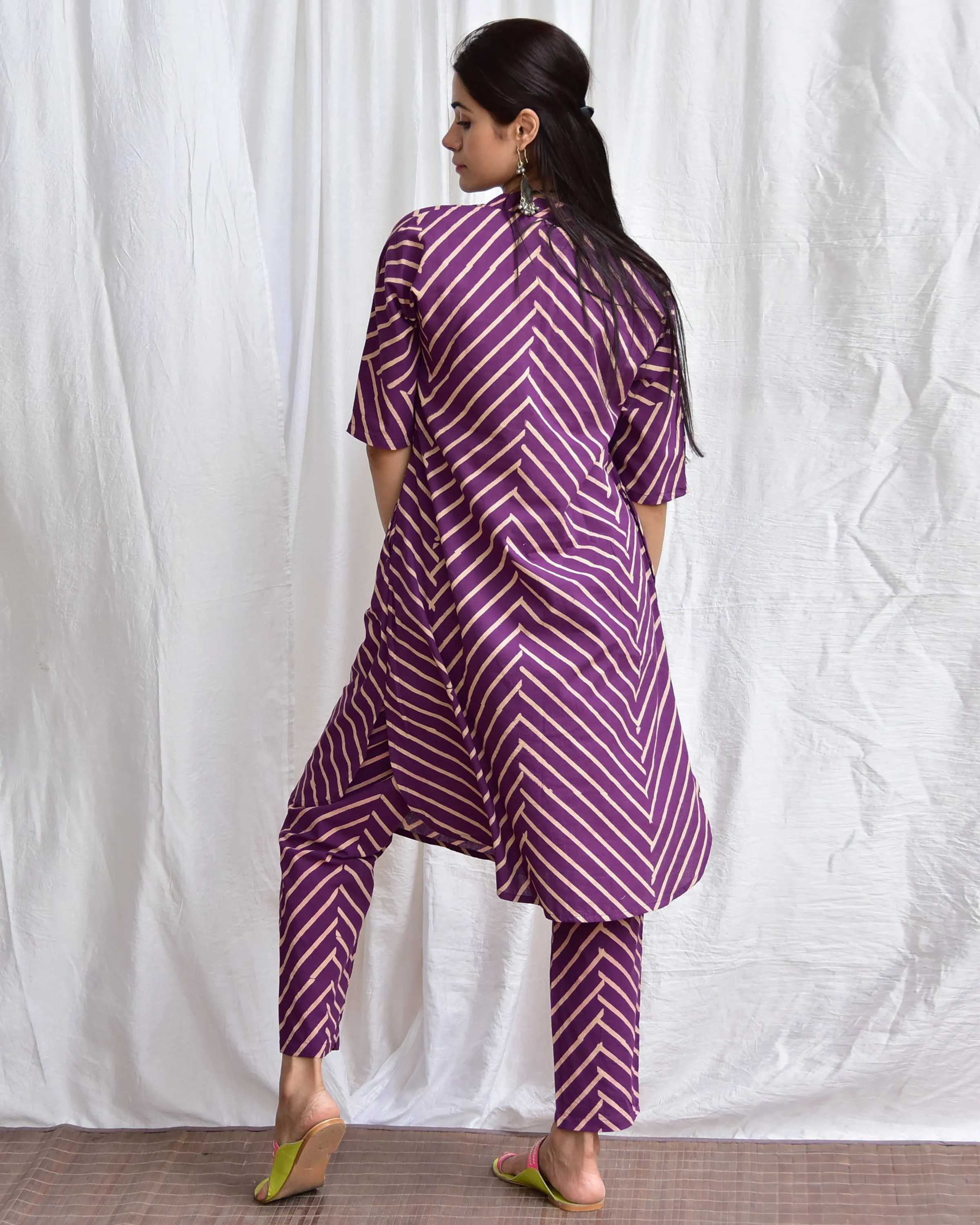 Darjeeling Maze Handblockprinted Cotton Kurta Set Of 2-Sor