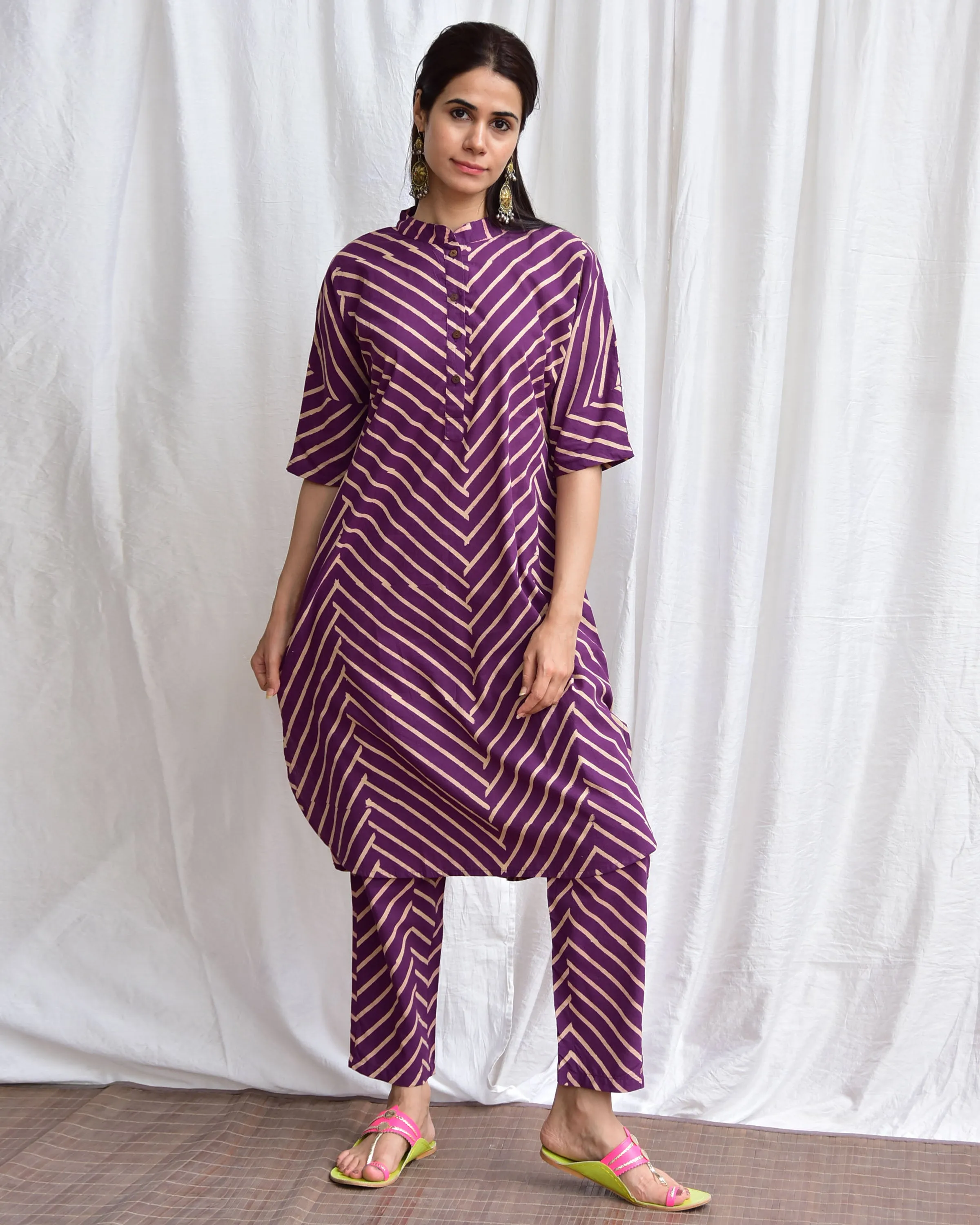 Darjeeling Maze Handblockprinted Cotton Kurta Set Of 2-Sor