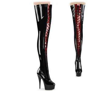 Delight-3027 Black-Red Str. Pat/Black, 6" Heels