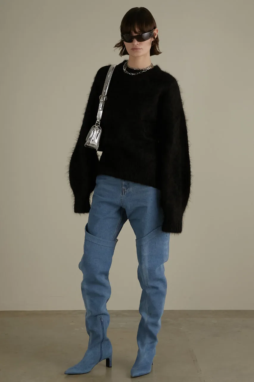 Denim Thigh High Boots Pants - SALE