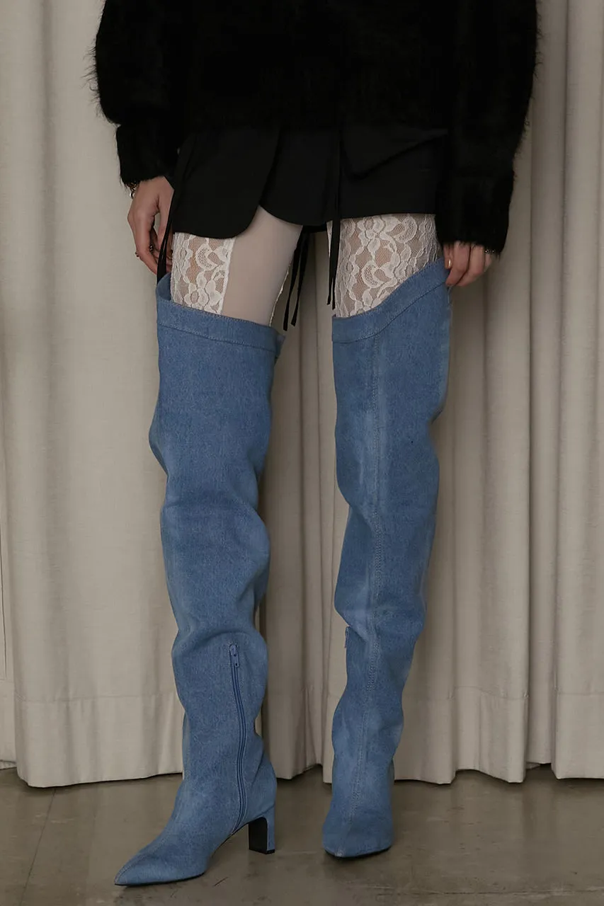 Denim Thigh High Boots Pants - SALE