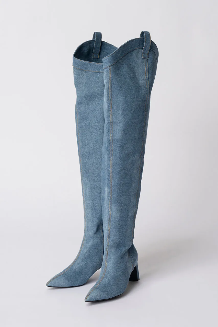 Denim Thigh High Boots Pants - SALE