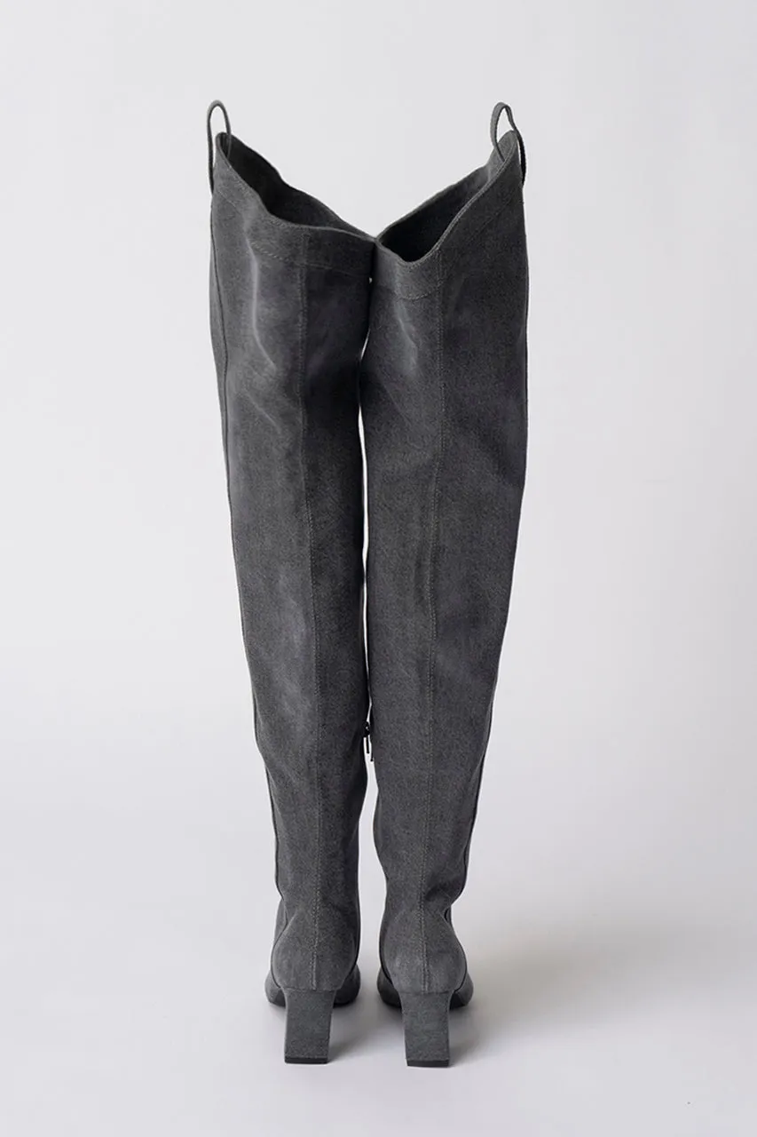 Denim Thigh High Boots Pants - SALE
