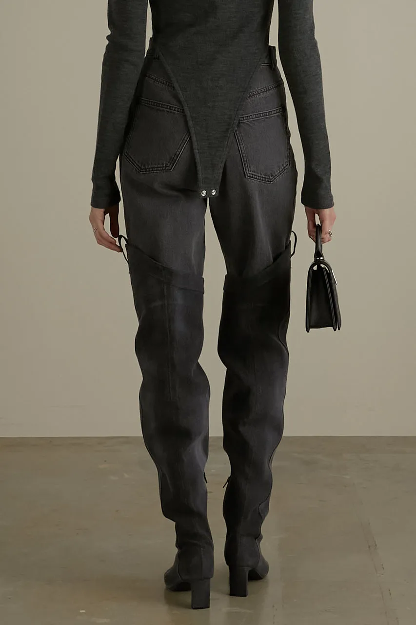 Denim Thigh High Boots Pants - SALE