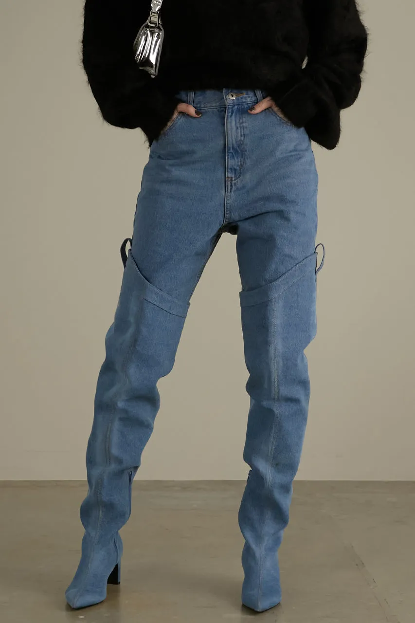 Denim Thigh High Boots Pants - SALE