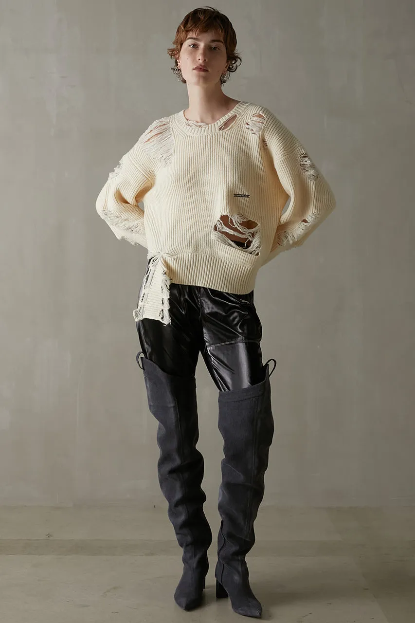 Denim Thigh High Boots Pants - SALE