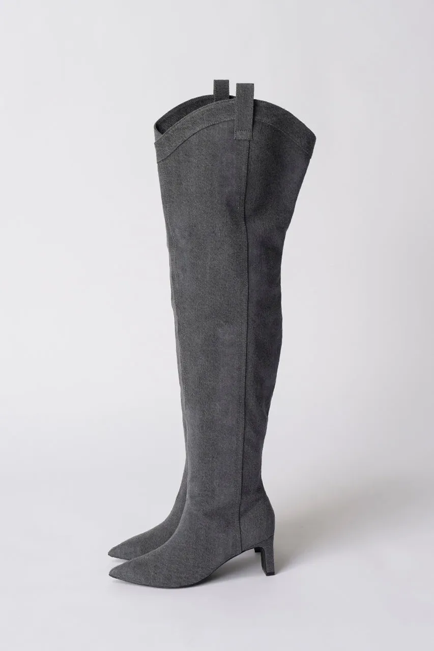 Denim Thigh High Boots Pants - SALE