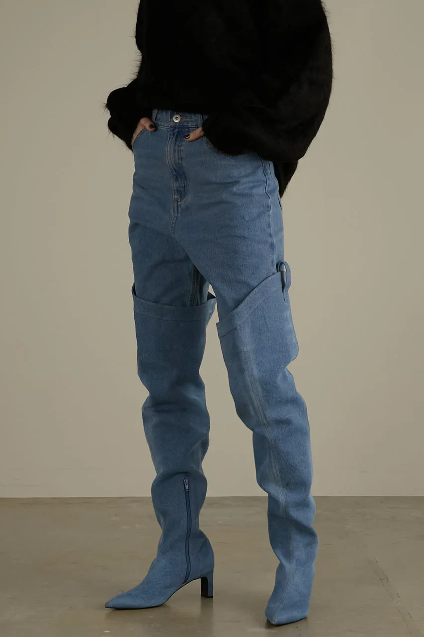 Denim Thigh High Boots Pants - SALE