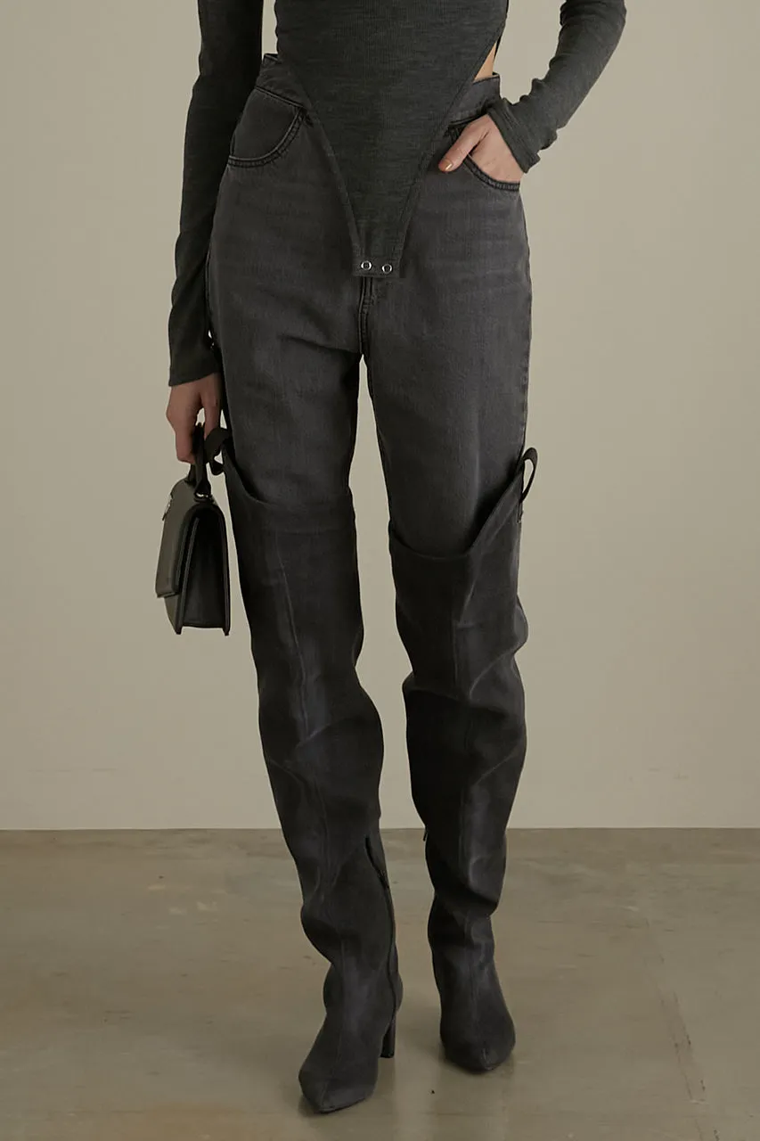 Denim Thigh High Boots Pants - SALE
