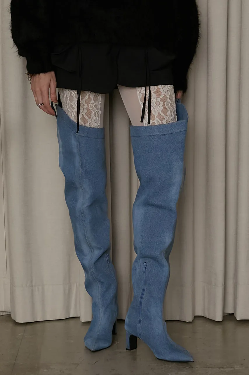 Denim Thigh High Boots Pants - SALE