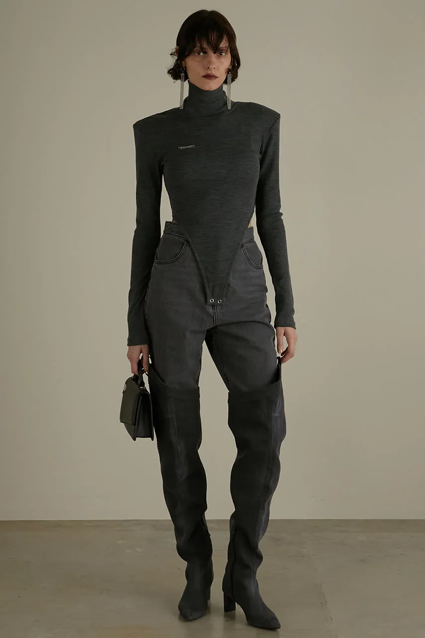 Denim Thigh High Boots Pants - SALE