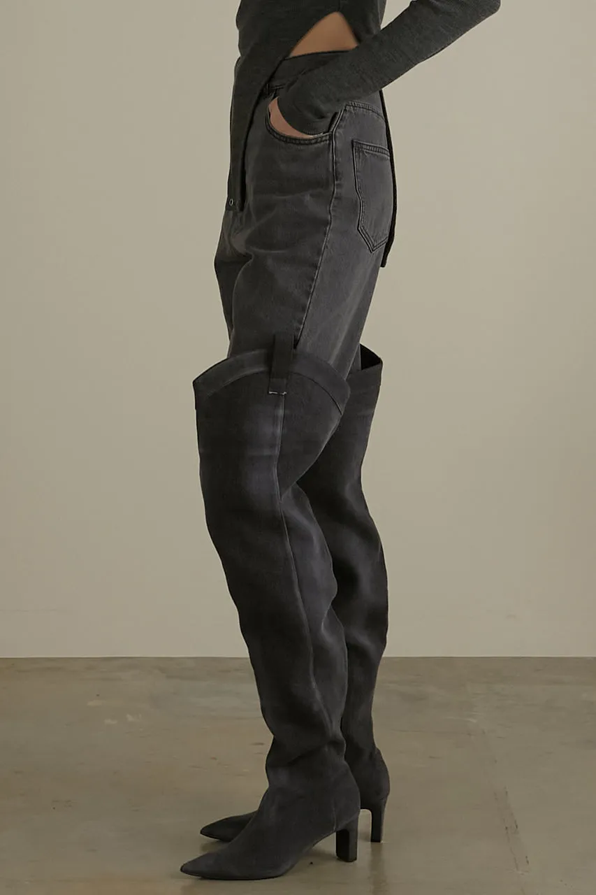 Denim Thigh High Boots Pants - SALE