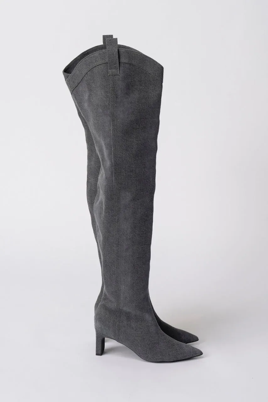 Denim Thigh High Boots Pants - SALE