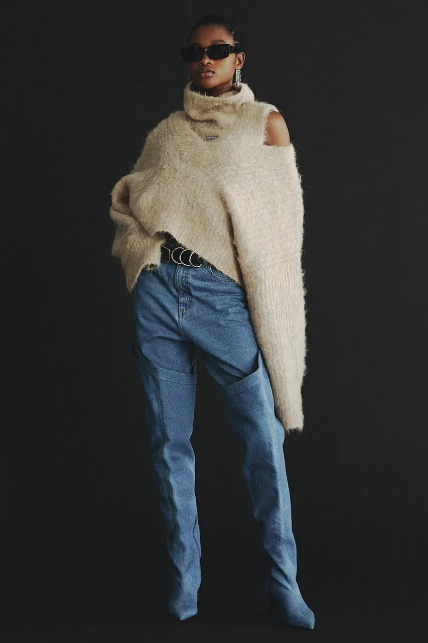 Denim Thigh High Boots Pants - SALE