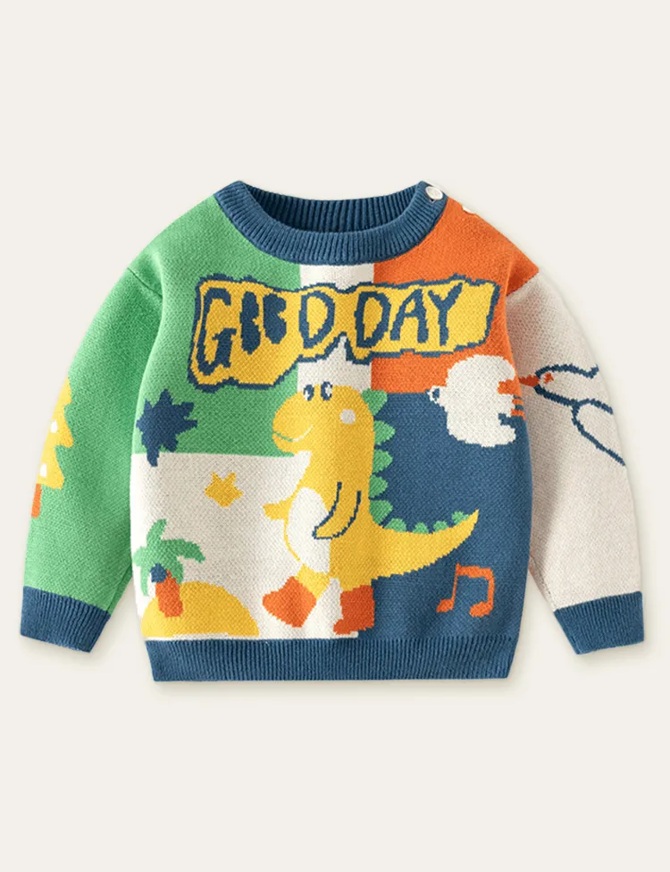 Dinosaur in Rain Boots Pattern Sweater