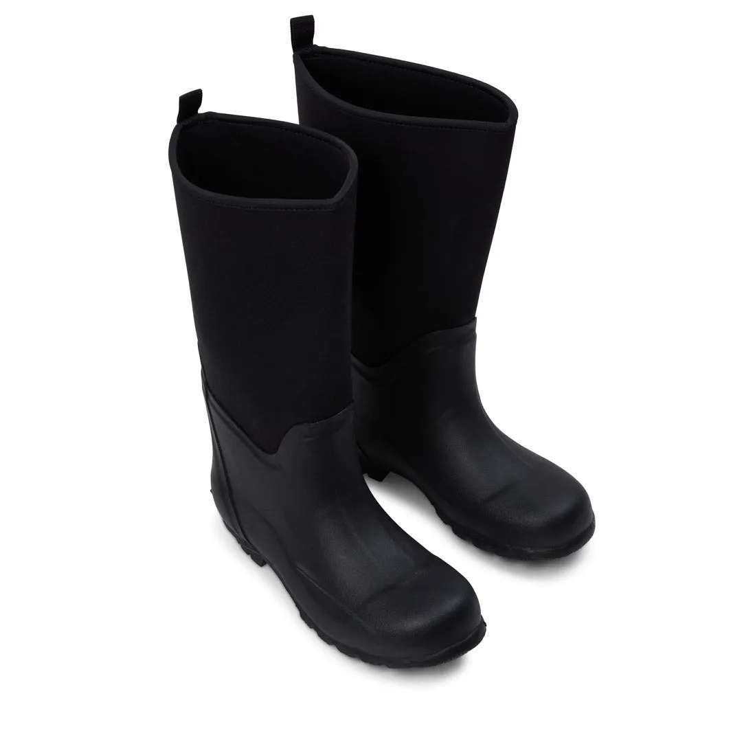 Extra Wide Calf Neoprene Rubber Rain Boots - Black - Up to 20 inch Calf - Wide in Foot and Ankle