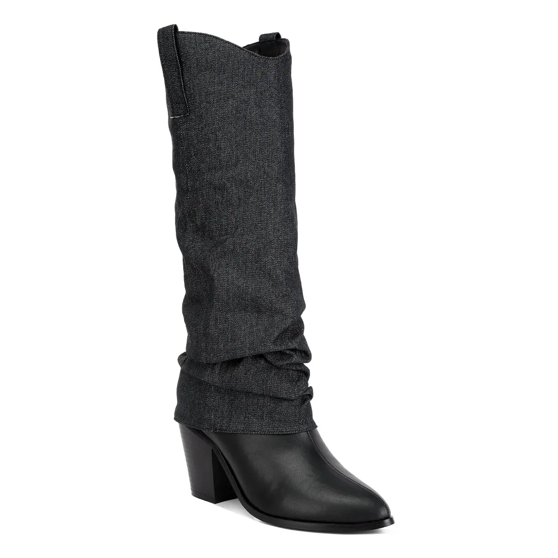 Fab Cowboy Boots with Denim Sleeve Detail