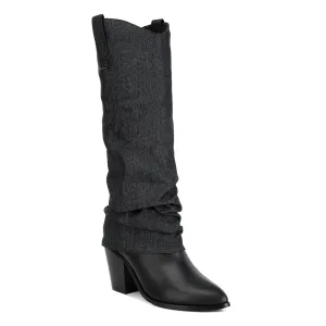 Fab Cowboy Boots with Denim Sleeve Detail