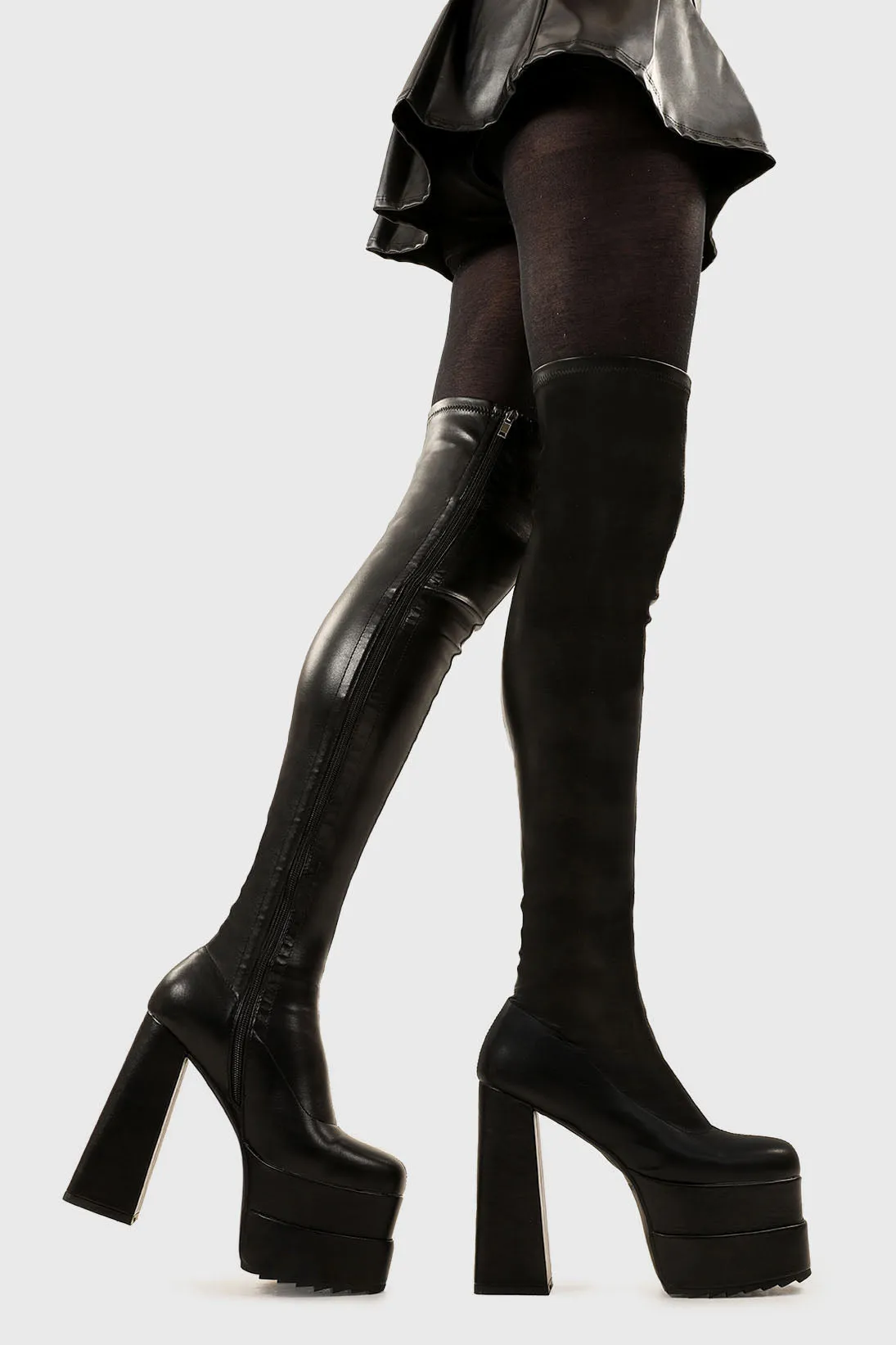 Fantasies Wide Calf Platform Thigh High Boots