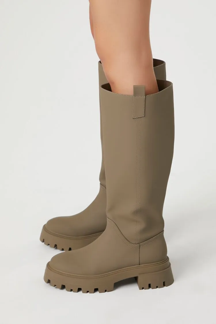Faux Leather Lug-Sole Boots