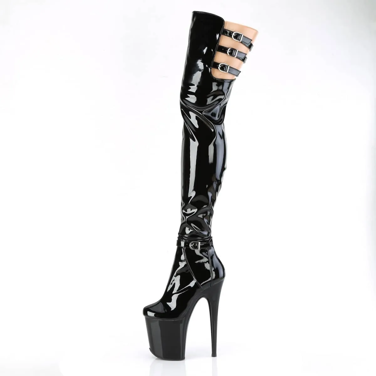 FLAMINGO-3055 Black Thigh High Boots