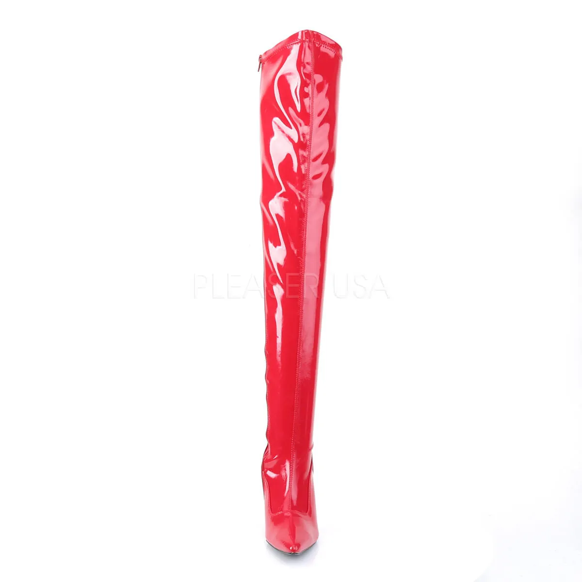 FUNTASMA LUST-3000 Red Stretch Pat Thigh High Boots