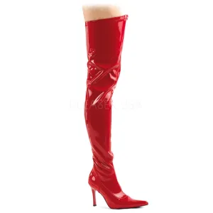 FUNTASMA LUST-3000 Red Stretch Pat Thigh High Boots