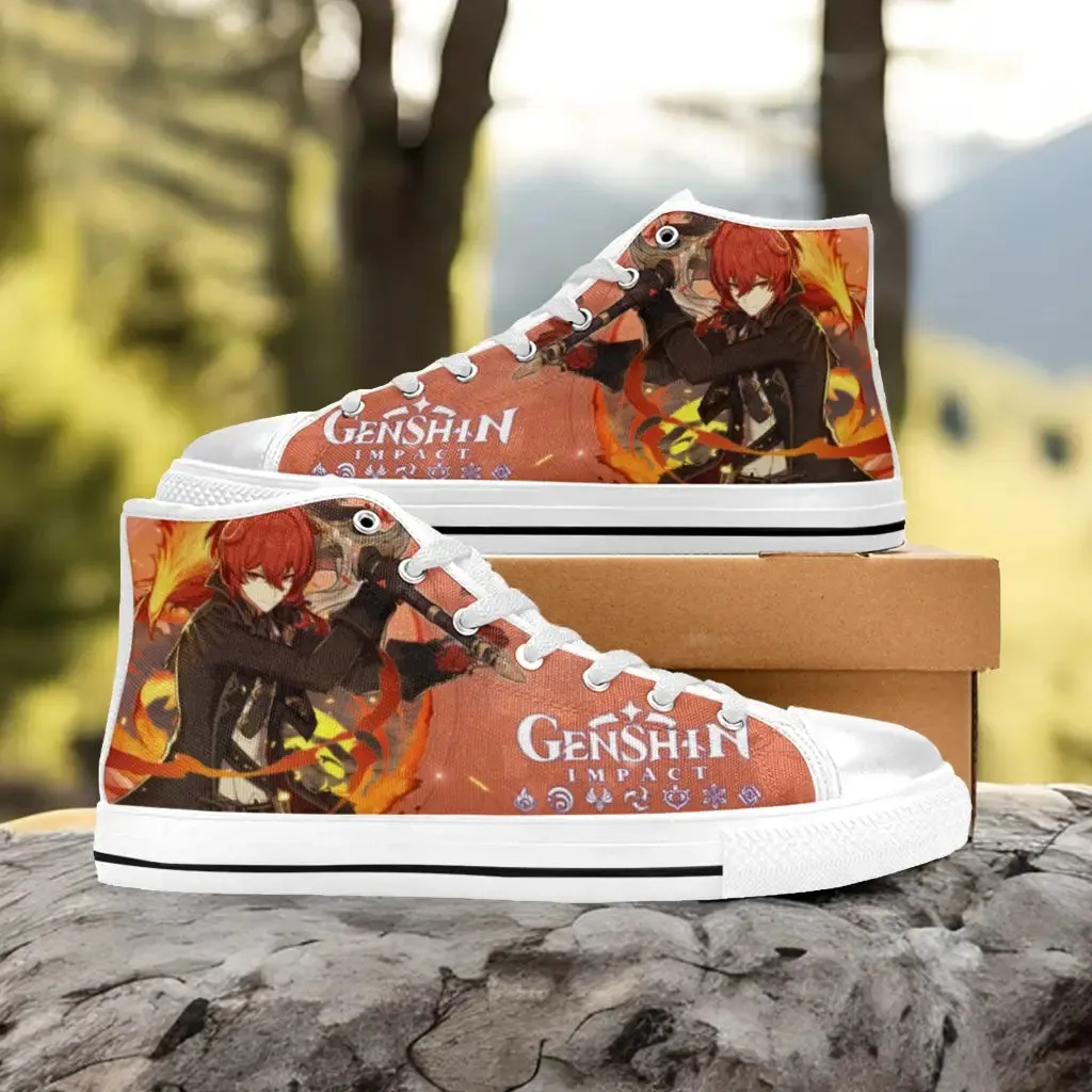 Genshin Impact Diluc Shoes High Top Sneakers for Kids and Adults