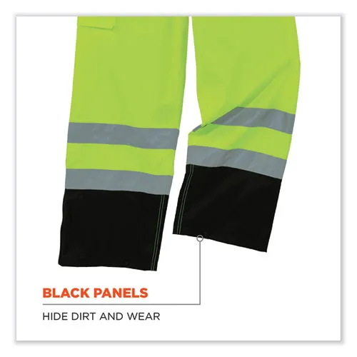 Glowear 8915bk Class E Hi-vis Rain Pants Black Bottom, Medium, Lime, Ships In 1-3 Business Days
