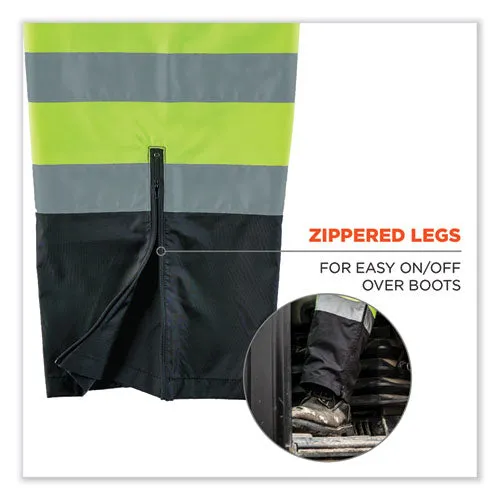 Glowear 8915bk Class E Hi-vis Rain Pants Black Bottom, Medium, Lime, Ships In 1-3 Business Days