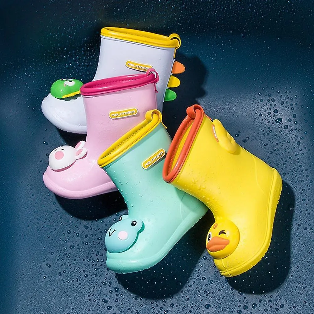 Green 190Boys Girls Cartoon Cute Dinosaur Rabbit Children Rain Shoes Waterproof Pvc Rubber Non-slip Soft Toddler Kids Casual Rain Boots