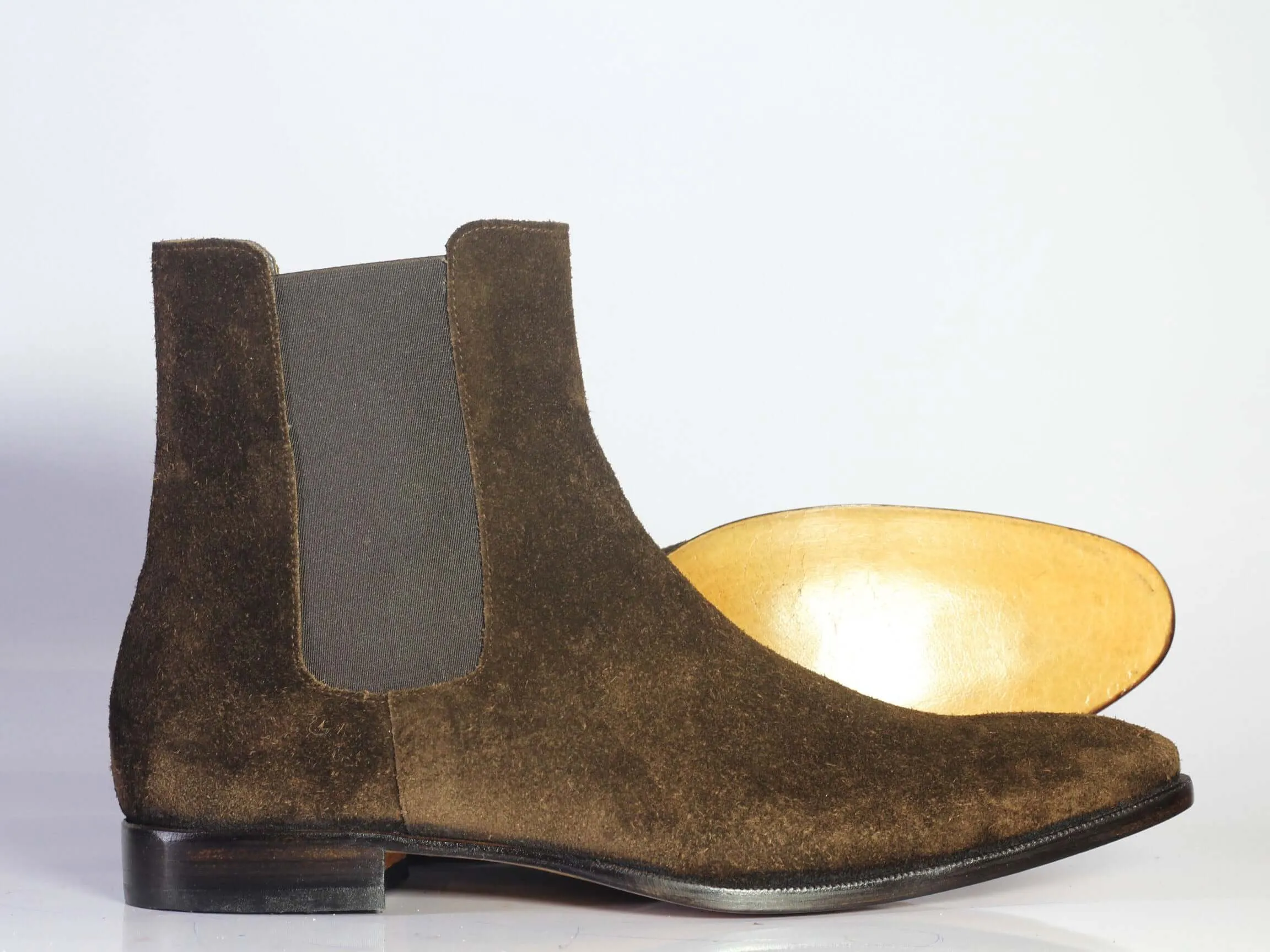 Handmade Men's Brown Suede Chelsea Boots, Men Ankle High Designer Fashion Boots