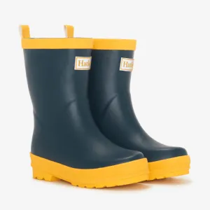 Hatley Kids - Navy & yellow matte rain boots