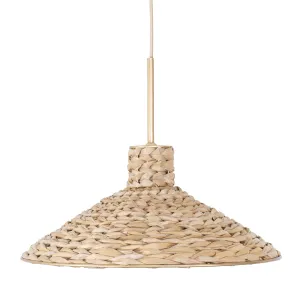Hilton Head 502P01MFGN 1-Light Medium Pendant Light - French Gold/Natural Seagrass