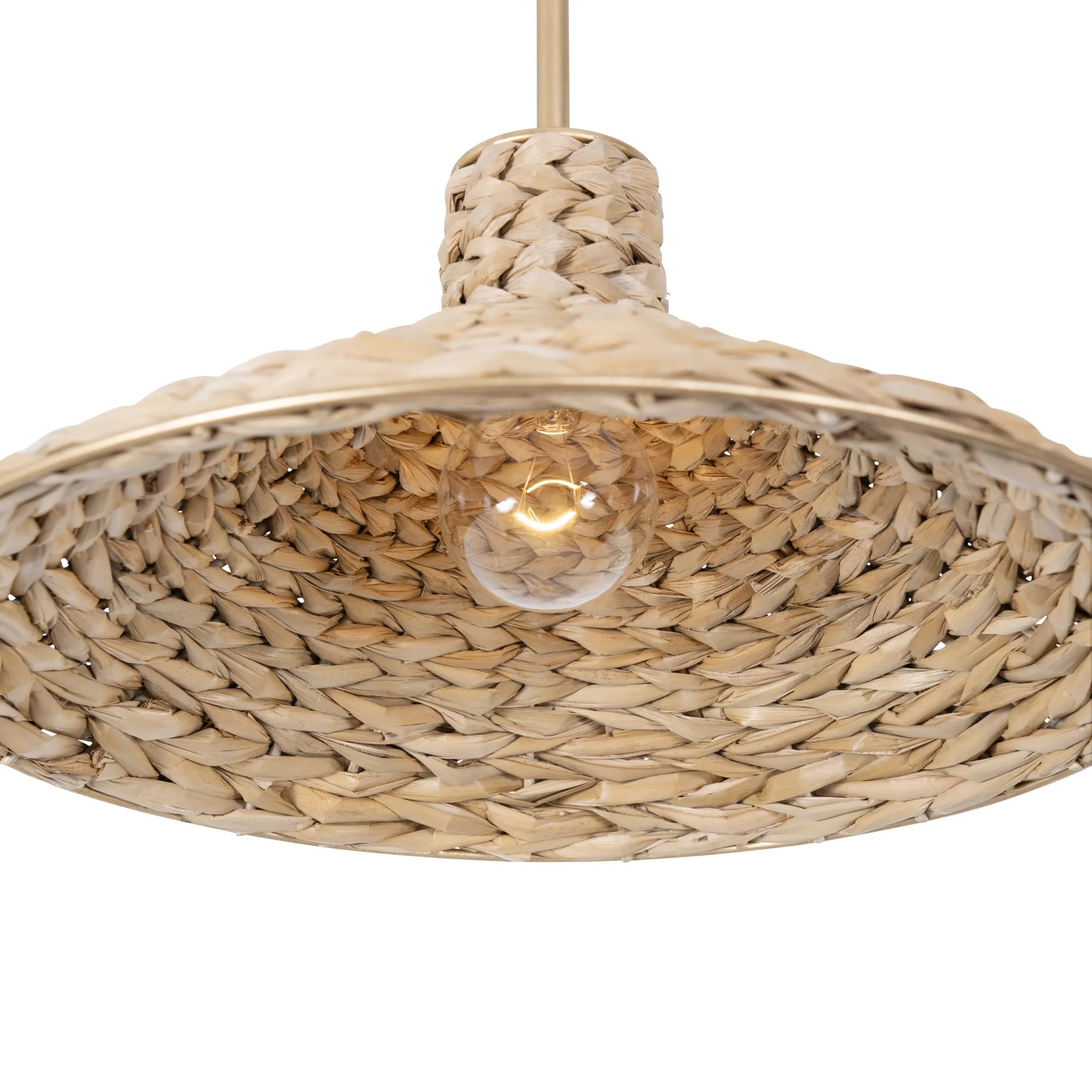 Hilton Head 502P01MFGN 1-Light Medium Pendant Light - French Gold/Natural Seagrass