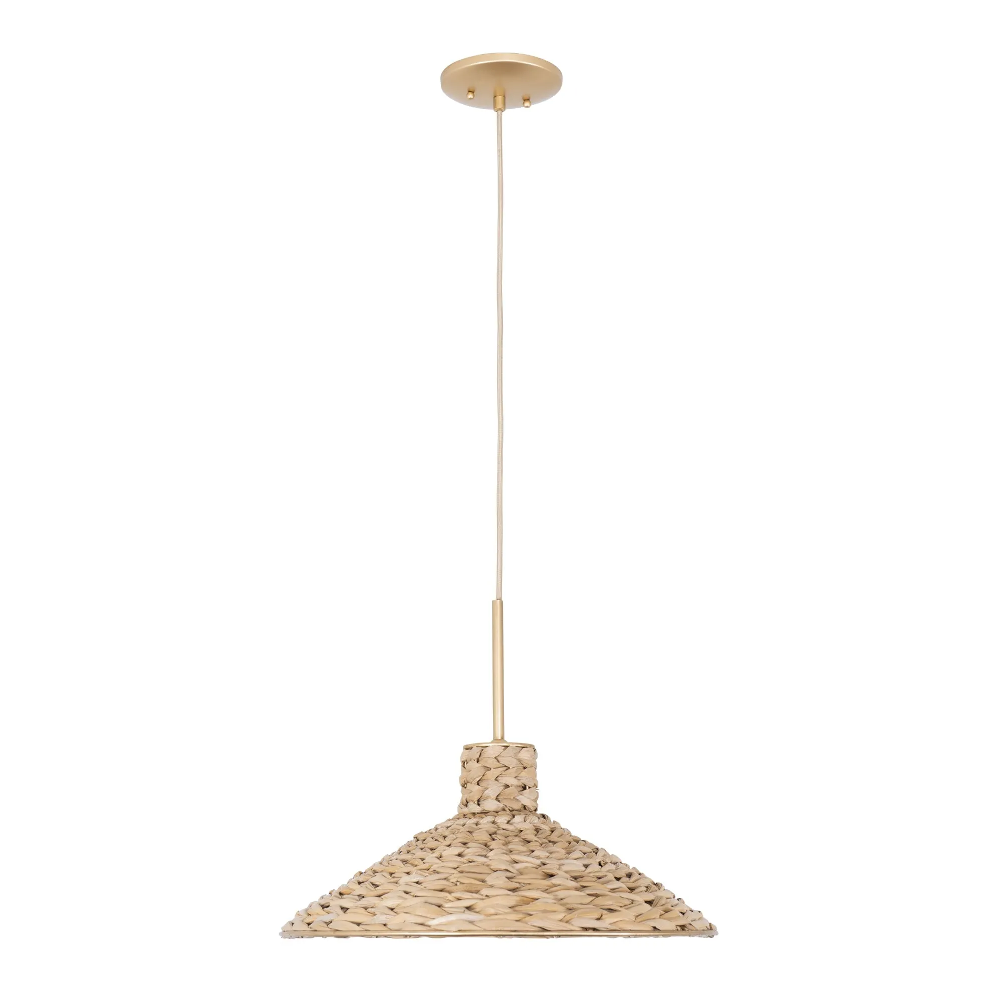 Hilton Head 502P01MFGN 1-Light Medium Pendant Light - French Gold/Natural Seagrass
