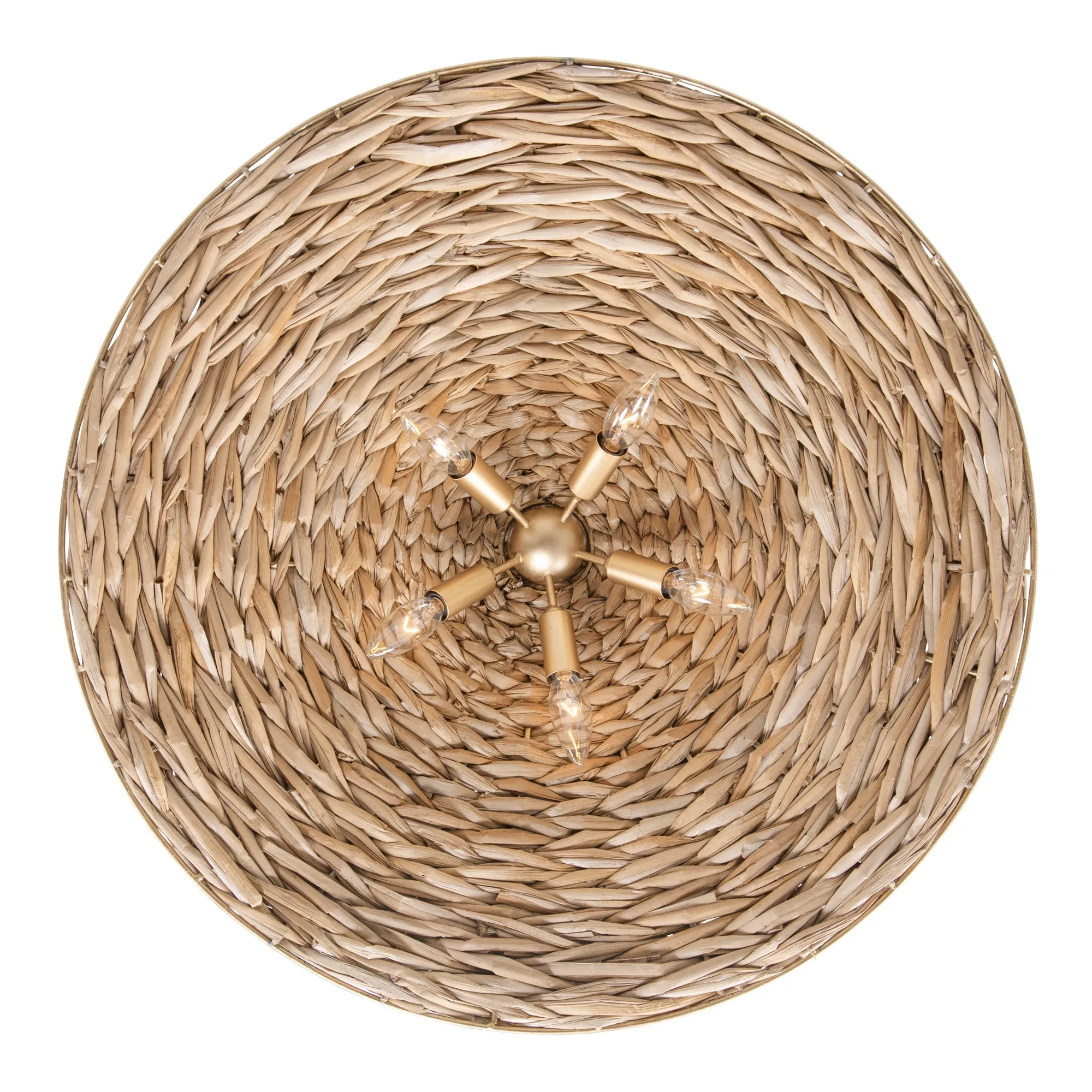 Hilton Head 502P05FGN 5-Light Large Pendant Light - French Gold/Natural Seagrass