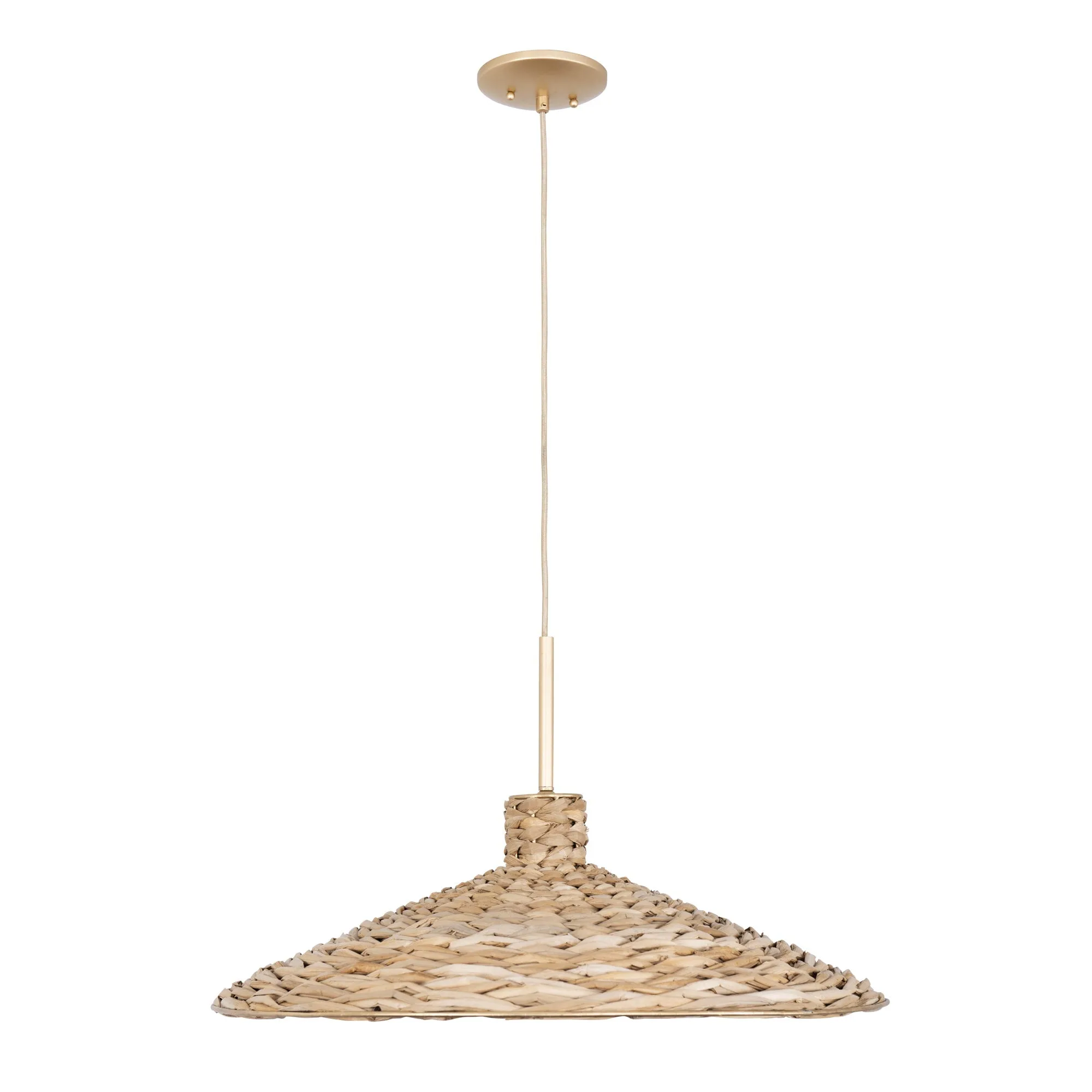 Hilton Head 502P05FGN 5-Light Large Pendant Light - French Gold/Natural Seagrass