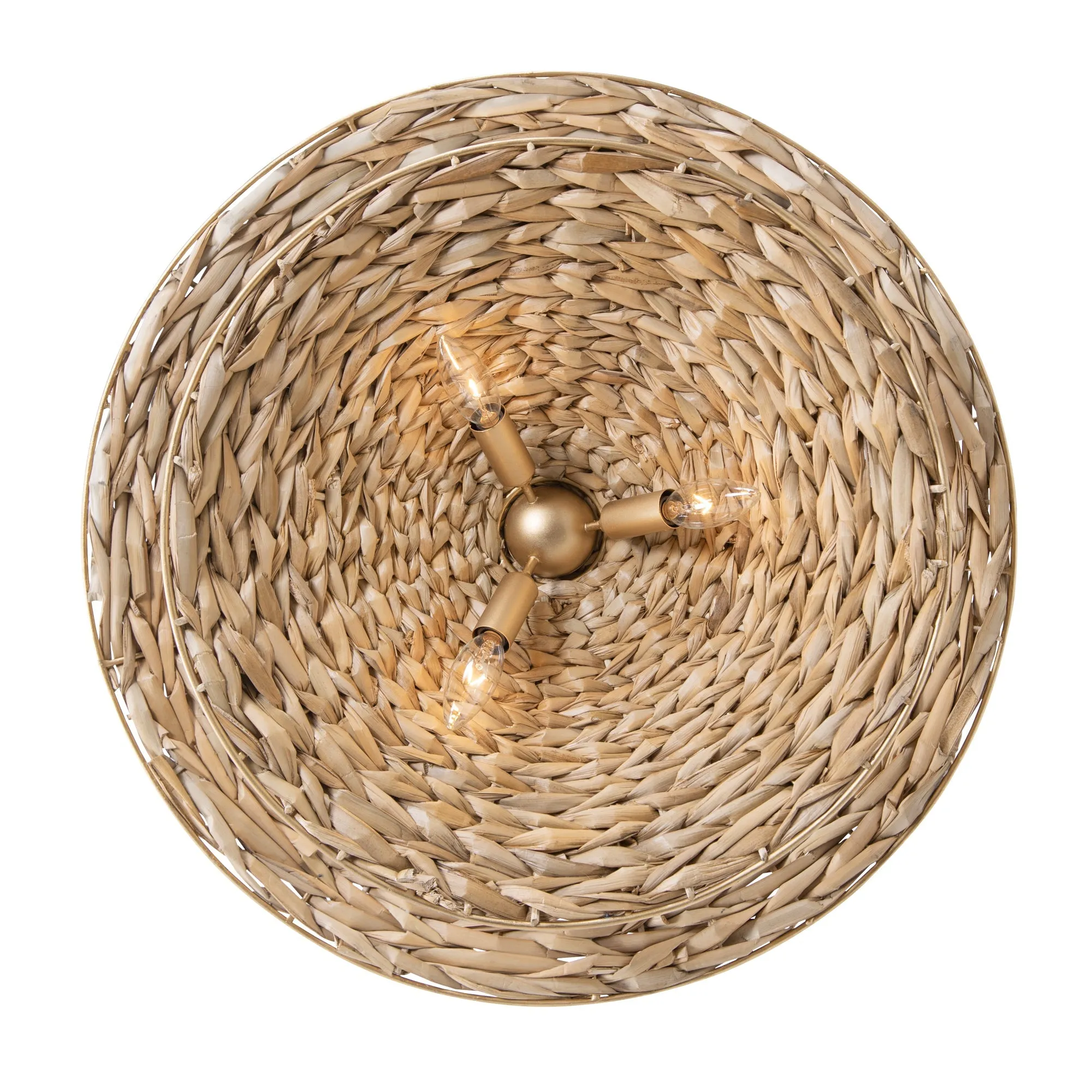 Hilton Head 502P09FGN 9-Light 2-Tier Pendant Light - French Gold/Natural Seagrass