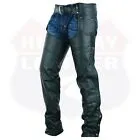 HL12800TALL - Tall Black Plain leather chap - Longer length - 4 inch extra long.