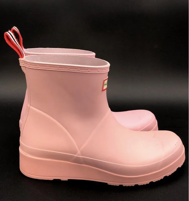 Hunter Women's Pink Round Toe Ankle Rain Boots - Size 8