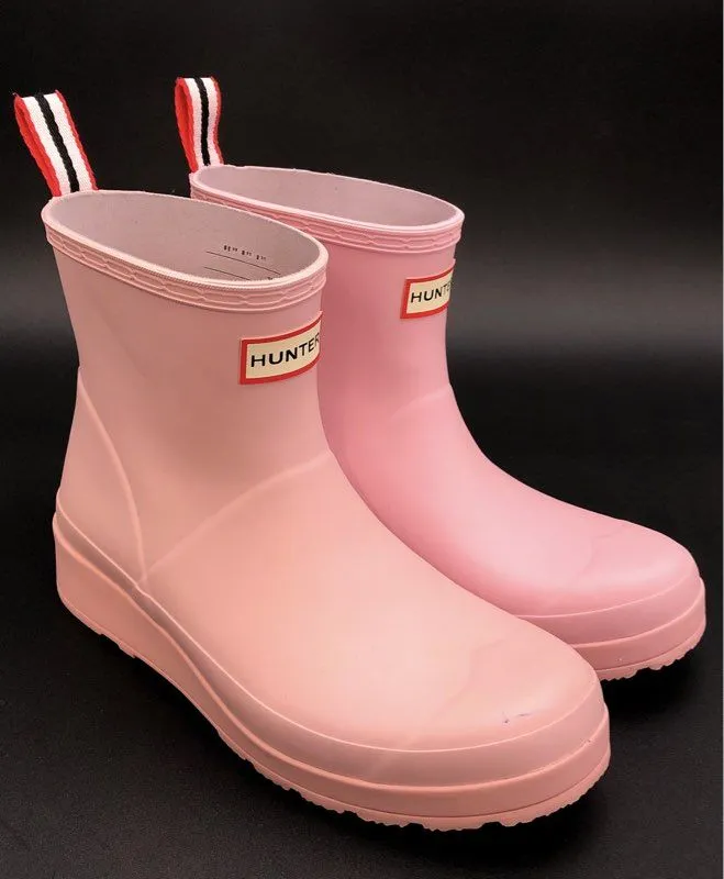 Hunter Women's Pink Round Toe Ankle Rain Boots - Size 8