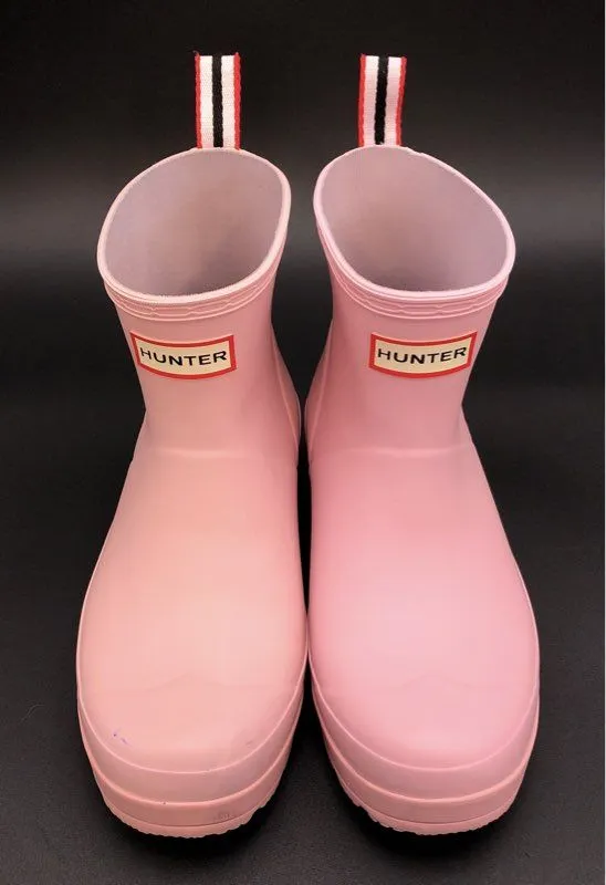 Hunter Women's Pink Round Toe Ankle Rain Boots - Size 8