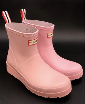 Hunter Women's Pink Round Toe Ankle Rain Boots - Size 8