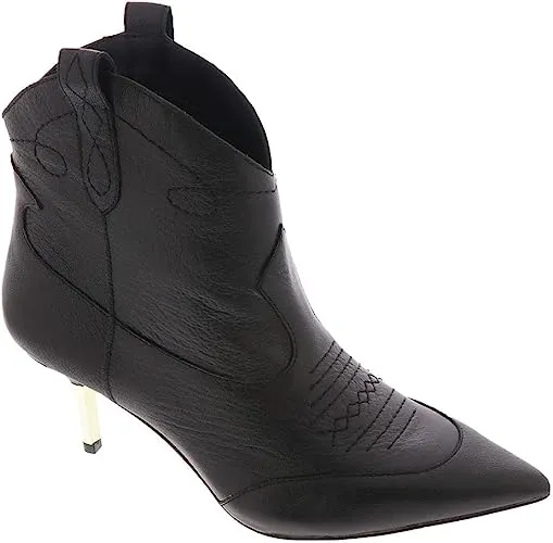 Jessica Simpson Nelda Black Stitched Pull On Almond Toe Kitten Heel Ankle Boots